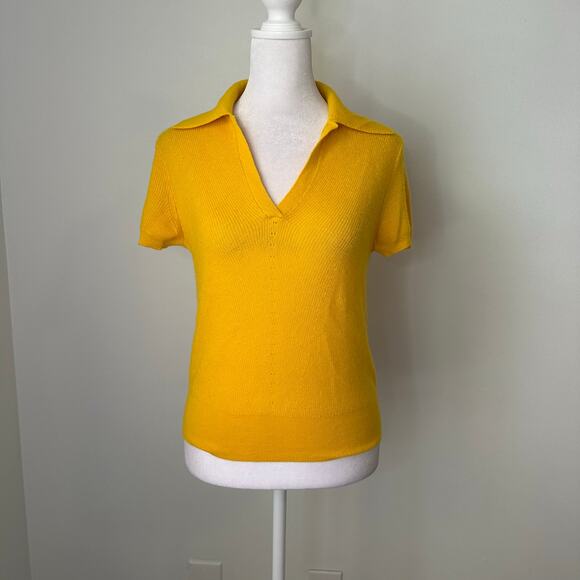 J. Crew dark yellow cashmere knit short sleeve sweater top size S - Picture 2 of 13